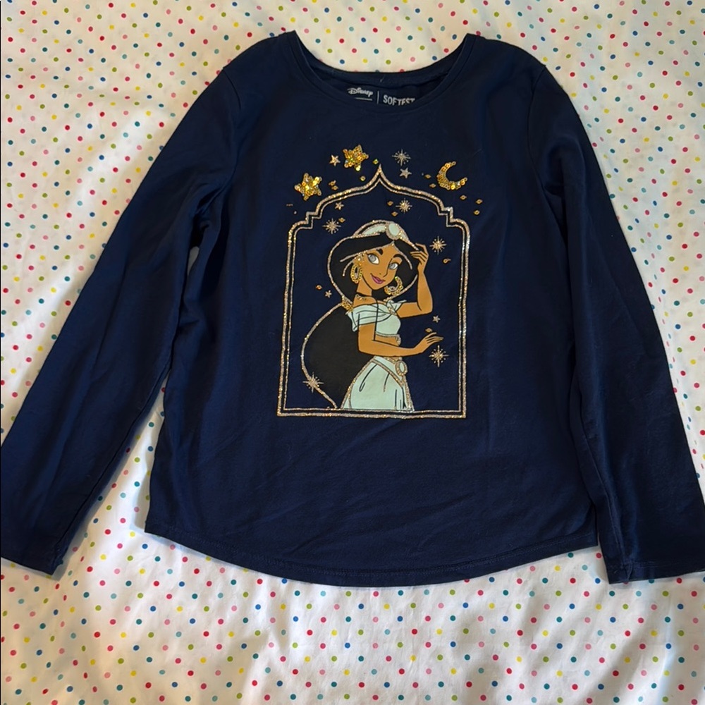 Disney Blue Long Sleeve Tee with Princess Jasmine